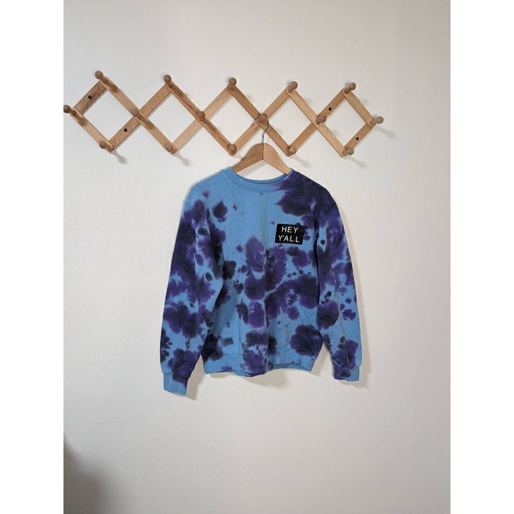 Addison Rae Hey Y'All Blue and Purple Tie Dye Crew Neck Sweatshirt - Size S